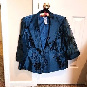 Dress jacket size 14p R&M Richard's Deep Blue with faux diamond buttons